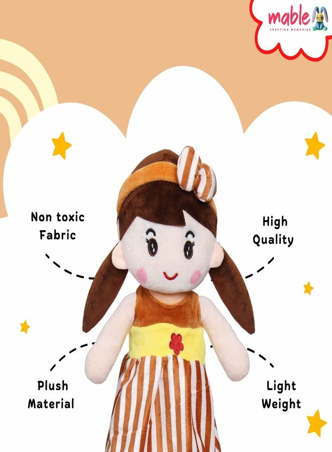 MABLE Soft Doll for Girls | Cute Plush Baby Doll Toy with Colourful Hairband | Huggable Stuffed Doll Gift for Kids, Girls, Toddlers & Babies Age 3 to 5 Years (80CM Brown) - Image 3